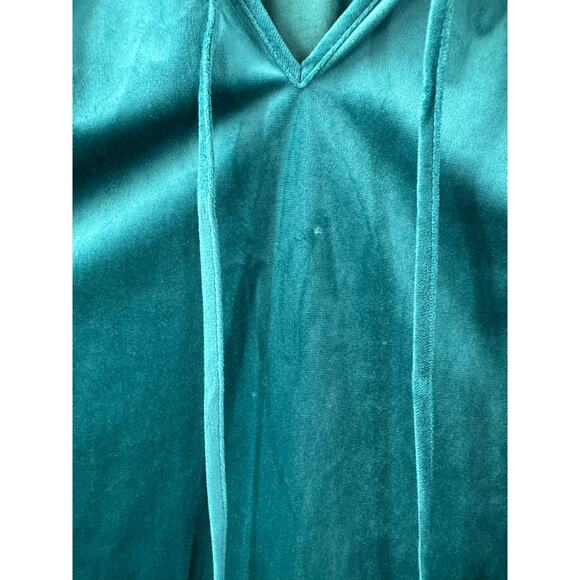 Cato Women's 22/24W Teal Velvet Ruffle Bell Sleeve V-Neck Tassel Dressy Blouse - Picture 4 of 8